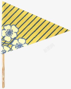 黄色角旗黄色斜纹三角旗漂浮元素高清图片