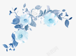 蓝色花朵边框纹理素材
