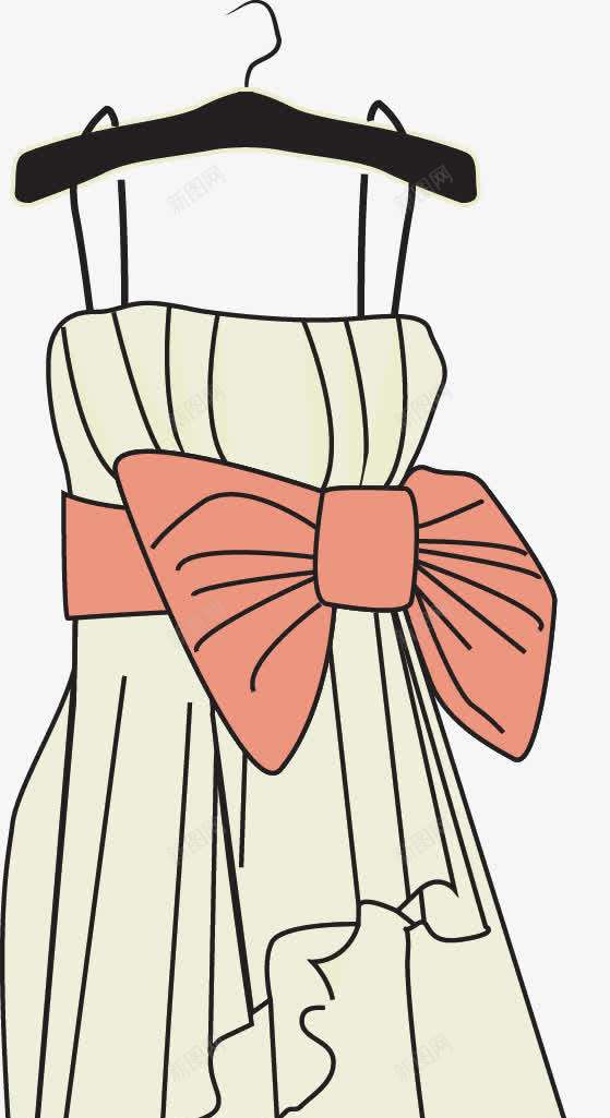 手绘png免抠素材_新图网 https://ixintu.com 吊带裙 手绘 粉色 线条
