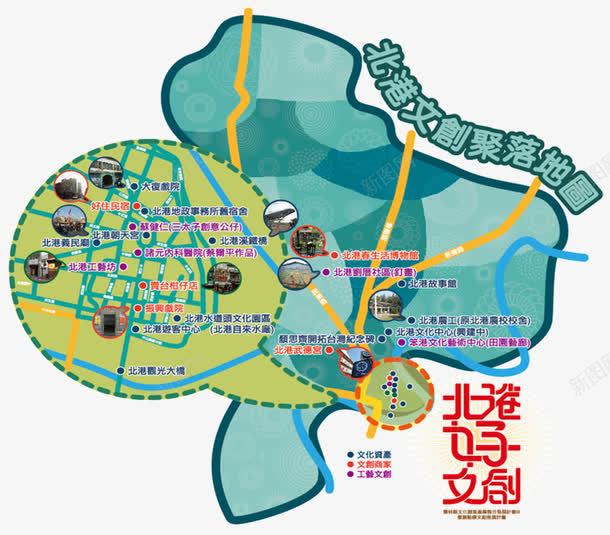 北港文创地图png免抠素材_新图网 https://ixintu.com 中华人民共和国省级行政区 中国台湾省 台湾 地图 手绘 文创