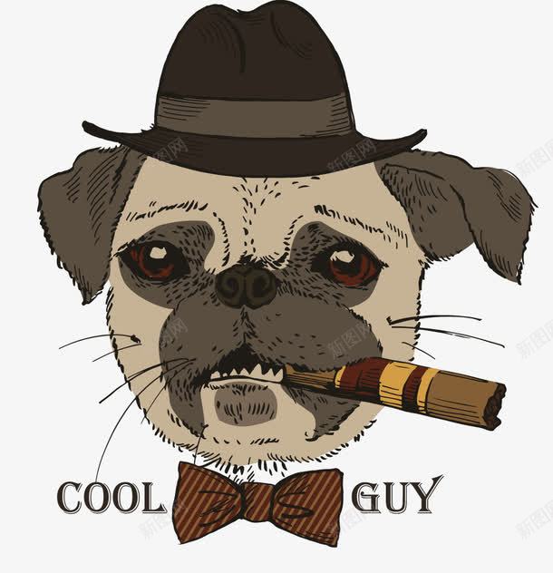 时尚动物插画png免抠素材_新图网 https://ixintu.com 动物 抽雪茄的狗 插画 时尚