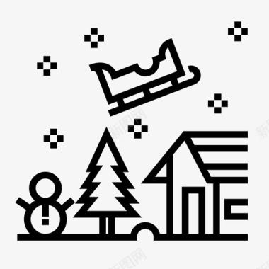 圣诞节圣诞老人雪橇雪图标图标