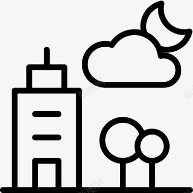城市摩天大楼公寓云图标图标