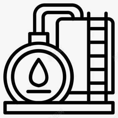 储罐液体容器工业和建筑线图标集图标