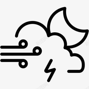 风云月雷多云天气图标图标