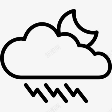 云雷月多云天气图标图标