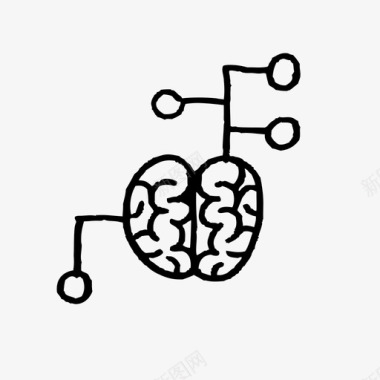 人工智能脑人工智能手绘大脑图标图标