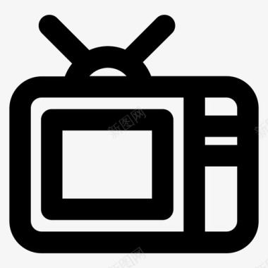 电视旧的复古的图标图标