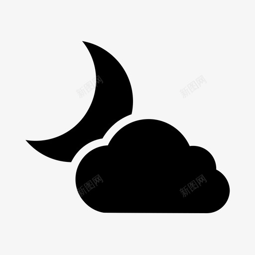 多云的夜晚月亮天空图标svg_新图网 https://ixintu.com 云月 多云的夜晚 天空 月亮