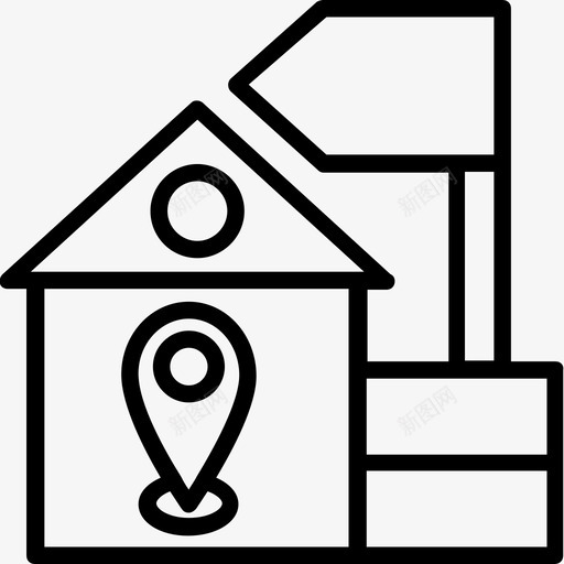 住宅位置位置保持架地图销图标svg_新图网 https://ixintu.com 位置保持架 住宅位置 地图销 导航 房地产线图标集