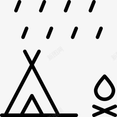 印度帐篷壁炉雨图标图标