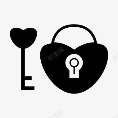 爱情钥匙爱情心锁图标图标