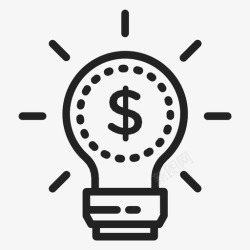 灯泡的金钱观念的象征金钱观念灯泡商业图标高清图片