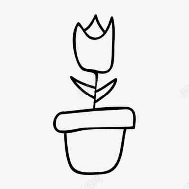 郁金香花盆栽图标图标
