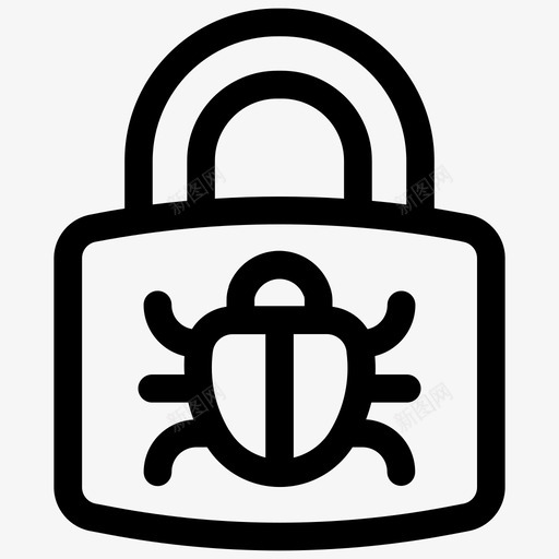 恶意软件漏洞锁图标svg_新图网 https://ixintu.com 安全 恶意软件 漏洞 病毒 锁