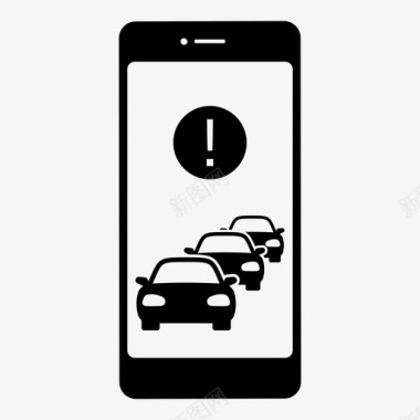 交通堵塞通知智能手机地图图标图标