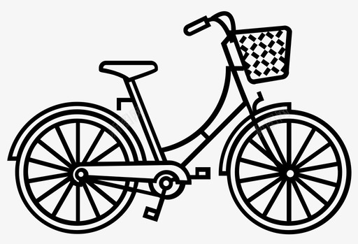 自行车有篮子自行车通勤图标图标