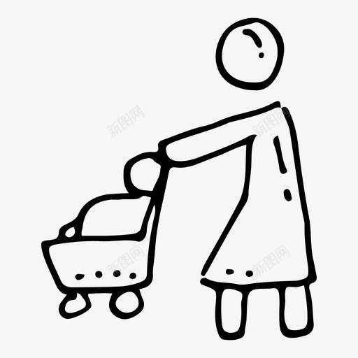婴儿护理婴儿推车母亲图标svg_新图网 https://ixintu.com 人 人类活动涂鸦 婴儿护理 婴儿推车 母亲