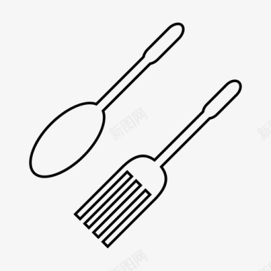 叉子和勺子吃餐馆图标图标