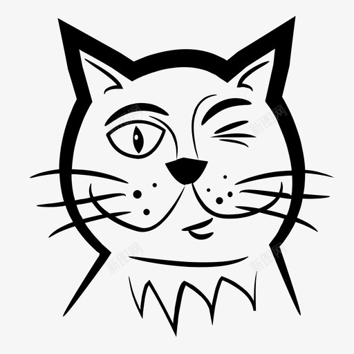 猫动物宠物图标svg_新图网 https://ixintu.com 动物 宠物 有趣的卡通 猫 眨眼