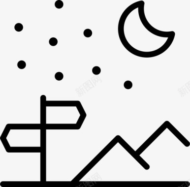 十字路口位置月亮图标图标