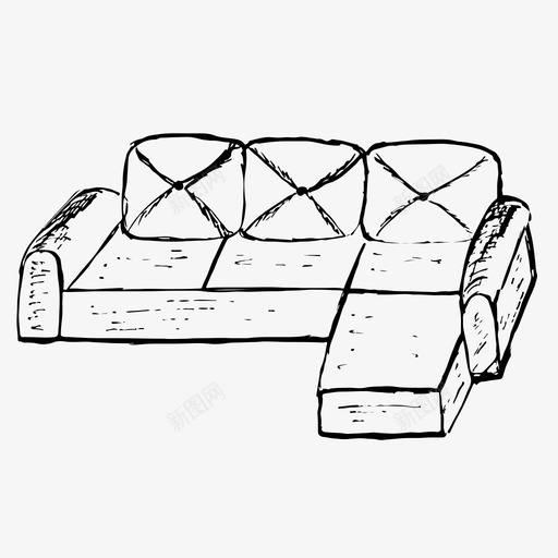 沙发家具手绘图标svg_新图网 https://ixintu.com 室内 家具 手绘 沙发 略图图标 素描