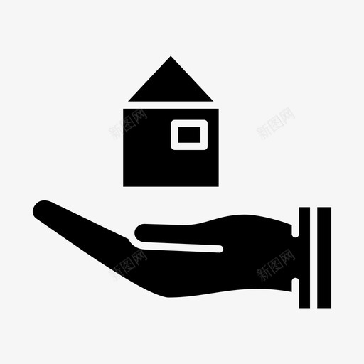 房屋护理手和房子家图标svg_新图网 https://ixintu.com 家 家庭保险 房地产 房屋护理 手和房子