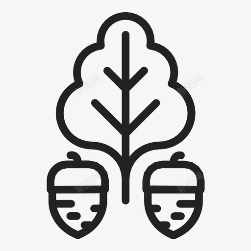 树叶和橡子秋天大自然图标svg_新图网 https://ixintu.com 大自然 感恩节 树叶和橡子 秋天