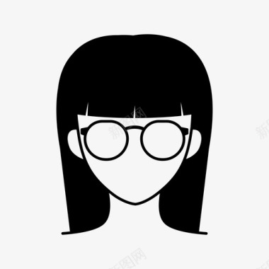 戴眼镜的女人化身长发女人图标图标