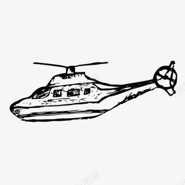 直升机飞行素描图标图标