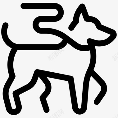 狗在皮带上狗皮带遛狗图标图标