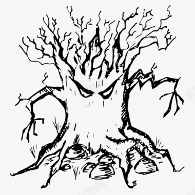 邪恶之树万圣节恐怖图标图标