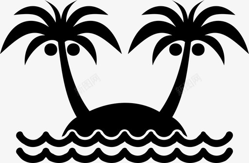 棕榈岛海滩图标图标