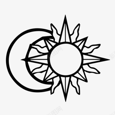 月亮和太阳动漫魔术图标图标