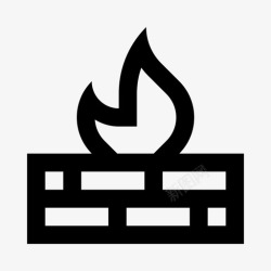 移动火焰防火墙砖头火焰图标高清图片