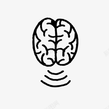 wifi脑人工智能手绘脑图标图标