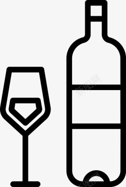 酒瓶和玻璃杯酒饮料图标图标