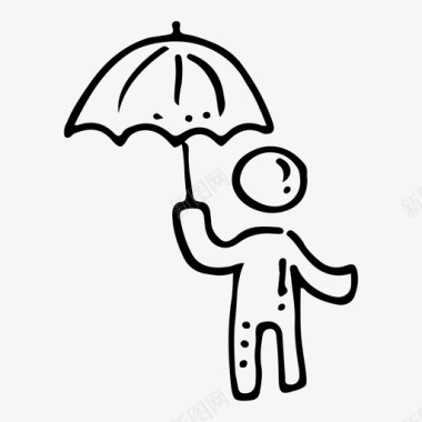 伞孩子人图标图标