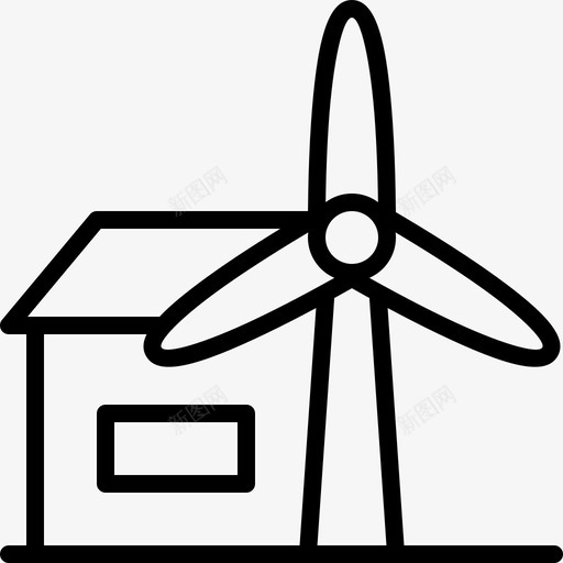 风力发电站电力能源图标svg_新图网 https://ixintu.com 可再生能源 太阳能 电力 能源 薄型能源供应 风力发电站