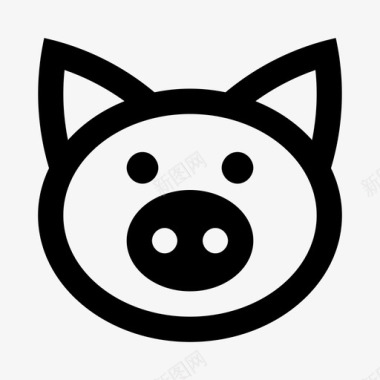 猪动物线图标图标