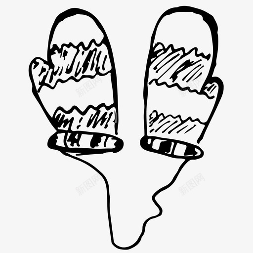 连指手套手套手绘图标svg_新图网 https://ixintu.com 冬季 手套 手绘 素描 素描图标 连指手套
