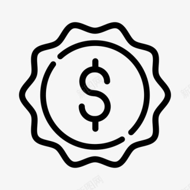 美元硬币现金优惠券图标图标