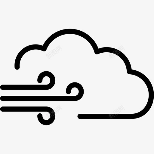 多云的风空气天气图标svg_新图网 https://ixintu.com 7号天气 多云的风 天气 空气