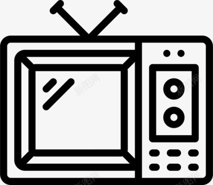 电视复古时髦的轮廓图标图标