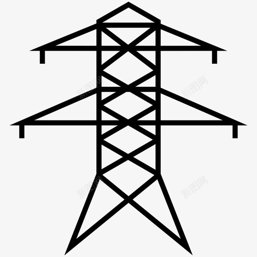 电力线铁塔电网图标svg_新图网 https://ixintu.com 环境 生态 电力线 电网 能源 铁塔