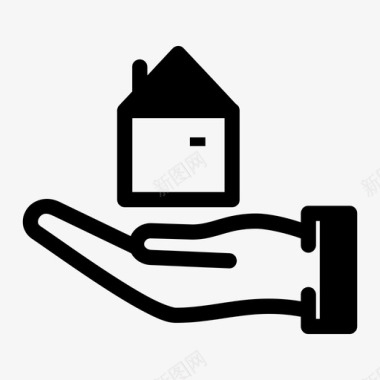 房屋护理手和房子家图标图标