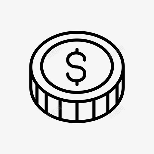 硬币美元商业细线图标svg_新图网 https://ixintu.com 商业细线 硬币 美元