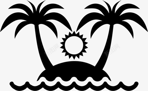 海滩岛屿棕榈树图标图标