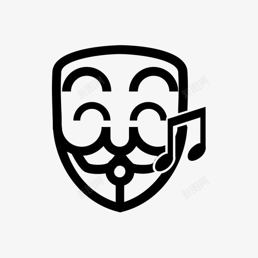 匿名唱歌表情符号黑客图标svg_新图网 https://ixintu.com 互联网 匿名唱歌 匿名面具 表情符号 面具 黑客