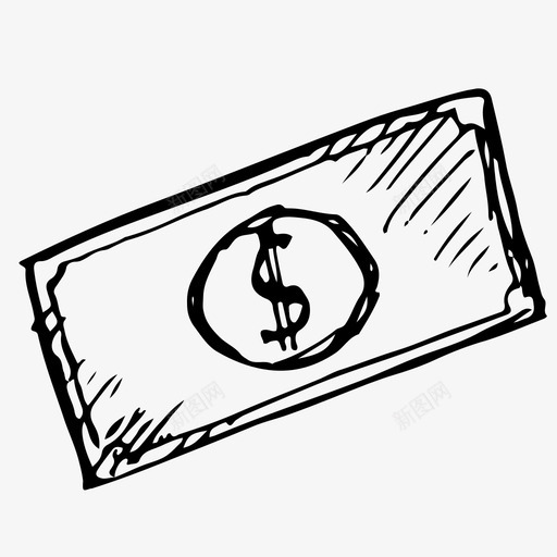 钱银行钞票图标svg_新图网 https://ixintu.com 素描 美元 钞票 钱 银行